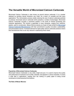  Calcium Carbonate: Tietoa teollisuuden monipuolisesta perusmateriaalista ja sen lukuisista sovelluksista!